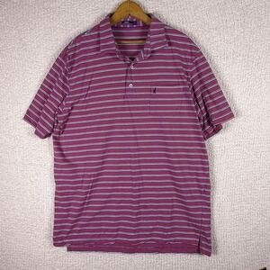 Johnnie-O XL Striped Polo Shirt The Virtues Golf Club Burgundy Blue White‎